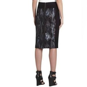 BCBGMaxAzria Ines Black Faux Fur Back Zip Pencil Skirt